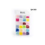 QNAİL PROFESSİONAL 24 Bölmeli Renkli Tırnak Taşı Seti Nail Art Süsleme Boncukları Parlak Kristal Taş QA-303