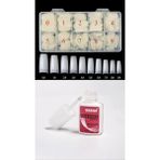 Qnail Professional 500'lü Kemik Yarım Ay Protez Tırnak Tips Seti ve Mxbon Fırçalı Yapıştırıcı 7 gr