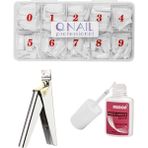 Qnail Professional Protez Tırnak 500'LÜ Beyaz Tips -Tips Makası ve Yapıştırıcı Mxbon- 3'lü Set - Çok Renkli