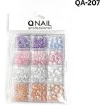 Qnail Professional Renkli Tırnak Taşı Seti 12'li Nail Art Süsleme Parlak Kristal Boncuk Seti QA-207