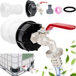 QNFANN 275-330 Galon IBC Tote Bağlantı Parçaları 2 '' 60x6 Kaba İplik, IBC Tote Adaptör 1/2 İnç Dişi Diş, Su Deposu Konnektörleri Küresel Vana ile Bahçe Hortumu Vana Uzatma