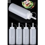 Qniay Chef Hazırlık Şişesi (4 Adet) Kapaklı Salata Sosu Zeytinyağı Ketçap Mayonez Sıkma Sosluk 400 Ml