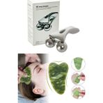 Qniay Gua 3D Masaj 2 Li Set Gua Sha Masaj Taşı + 3D Massager Cilt Sıkılaştırıcı Terapi Masaj Aleti