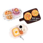 QOCUILC Minyatür yiyecek ve içecek, 15 adet oyuncak bebek evi, cüce kapısı, kahvaltı seti, 1/12 mini çatal bıçak takımı, mini mutfak, küçük pasta dekorasyonu, mini içecekler, yemek, parti için
