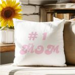 Qoeuyl Boutique #1 Mom Anneler Günü Baskılı Elyaf Dolgulu Hediyelik Yastık - 39 x 39 cm - Renkli