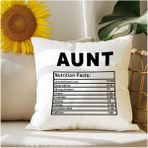 Qoeuyl Boutique Aunt Nutrition Facts Hala Teyze Baskılı Elyaf Dolgulu Hediyelik Yastık - 28 x 28 cm - Beyaz