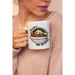 Qoeuyl Boutique Baby On Board No:2 Baby Yoda Baskılı Kupa Bardak - Beyaz - Kahverengi