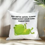 Qoeuyl Boutique Ben Artık Genel Olarak Ilgilenmiyorum Baskılı Komik Hediyelik Elyaf Saten Dekoratif Yastık - 28 x 28 cm - Beyaz