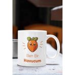Qoeuyl Boutique Ben Bir Havucum Sevimli Doğum Günü Sevgili Eş Arkadaş Hediye Baskılı Kupa Bardak - Beyaz