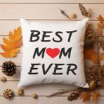 Qoeuyl Boutique Best Mom Ever Anneler Günü Baskılı Elyaf Dolgulu Hediyelik Yastık - 28 x 28 cm - Renkli