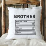 Qoeuyl Boutique Brother Nutrition Facts Abi Erkek Kardeş Baskılı Elyaf Dolgulu Hediyelik Yastık - 39 x 39 cm - Beyaz