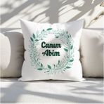 Qoeuyl Boutique Canım Abim Baskılı Abi Erkek Kardeş Hediyelik Elyaf Dolgulu Dekoratif Yastık - 39 x 39 cm - Beyaz
