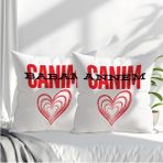 Qoeuyl Boutique Canım Annem Babam Ikili Set Baskılı Anneler Babalar Günü Hediyelik Elyaf Dolgulu Dekoratif Yastık - 39 x 39 cm - Çok Renkli