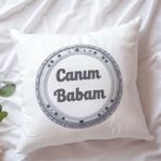 Qoeuyl Boutique Canım Babam Baskılı Babalar Günü Hediyelik Elyaf Dolgulu Dekoratif Yastık - 28 x 28 cm - Beyaz