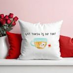 Qoeuyl Boutique Çay Yoksa Iş De Yok Baskılı Komik Eğlenceli Hediyelik Elyaf Dolgulu Saten Dekoratif Yastık - 28 x 28 cm - Beyaz