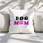 Qoeuyl Boutique Dog Mom Köpek Sever Baskılı Elyaf Dolgulu Hediyelik Yastık - 39 x 39 cm - Pembe