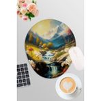 Qoeuyl Boutique Doğa Temalı Manzara Baskılı Oyuncu Gaming Oval Bilek Destekli Mousepad