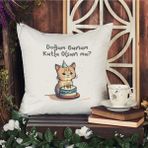 Qoeuyl Boutique Doğum Günüm Kutlu Olsun Mu Baskılı Eş Sevgili Arkadaş Hediyelik Elyaf Dolgulu Dekoratif Yastık - 39 x 39 cm - Beyaz