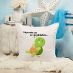 Qoeuyl Boutique Düşmedim Az Gaykıldım Baskılı Komik Hediyelik Elyaf Saten Dekoratif Yastık - 28 x 28 cm - Beyaz