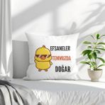 Qoeuyl Boutique Efsaneler Temmuzda Doğar Baskılı Doğum Günü Hediyelik Elyaf Saten Dekoratif Yastık - 28 x 28 cm - 02A-Beyaz