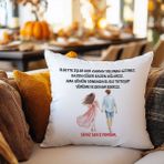 Qoeuyl Boutique El Ele Tutuşup Yürümeye Devam Ederız Baskılı Romantik Hediyelik Elyaf Saten Dekoratif Yastık - 39 x 39 cm - Beyaz