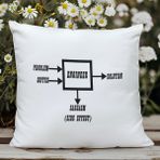 Qoeuyl Boutique Engineer Problem Solution Sarcasm Mühendis Baskılı Elyaf Dolgulu Hediyelik Yastık - 39 x 39 cm - Beyaz