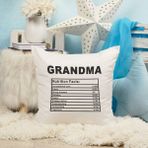 Qoeuyl Boutique Grandma Nutrition Facts Büyükanne Baskılı Elyaf Dolgulu Hediyelik Yastık - 39 x 39 cm - Beyaz