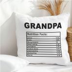 Qoeuyl Boutique Grandpa Nutrition Facts Büyükbaba Baskılı Elyaf Dolgulu Yastık - 39 x 39 cm - Beyaz