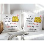 Qoeuyl Boutique Ikili Karıma Kocama Aşığım Baskılı Eş Sevgili Hediyelik Elyaf Dolgulu Dekoratif Yastık - 39 x 39 cm - Çok Renkli