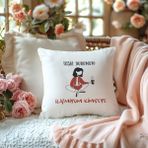 Qoeuyl Boutique Ilişki Durumum Ilişmiyiom Kimseye Baskılı Komik Hediyelik Elyaf Dolgulu Saten Dekoratif Yastık - 28 x 28 cm - Beyaz