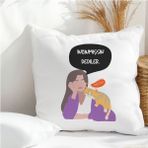 Qoeuyl Boutique Incinmişsin Dediler Baskılı Komik Hediyelik Elyaf Dolgulu Saten Dekoratif Yastık - 39 x 39 cm - Beyaz