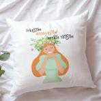 Qoeuyl Boutique Iyileştim Güzellestim Hayata Yetiştim Baskılı Motivasyon Hediyelik Elyaf Saten Dekoratif Yastık - 39 x 39 cm - Beyaz