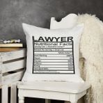Qoeuyl Boutique Lawyer Nutrition Facts Avukat Baskılı Elyaf Dolgulu Hediyelik Yastık - 39 x 39 cm - Beyaz