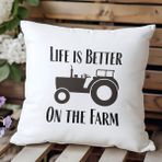 Qoeuyl Boutique Life Is Better On The Farm Baskılı Elyaf Dolgulu Hediyelik Yastık - 39 x 39 cm - Beyaz