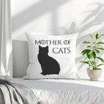 Qoeuyl Boutique Mother Of Cats Game Of Thrones Baskılı Elyaf Dolgulu Hediyelik Yastık - 39 x 39 cm - Beyaz