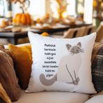 Qoeuyl Boutique Mutluluk Herkesin Hakkıysa Baskılı Komik Hediyelik Elyaf Dolgulu Saten Dekoratif Yastık - 28 x 28 cm - Beyaz