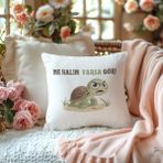 Qoeuyl Boutique Ne Halin Varsa Gör Baskılı Komik Hediyelik Elyaf Saten Dekoratif Yastık - 28 x 28 cm - Beyaz