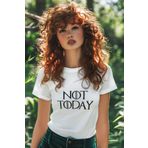 qoeuyl boutique Not Today Arya Stark Game Of Thrones Baskılı Eğlenceli Hediyelik Beyaz Unisex T-Shirt