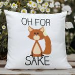 Qoeuyl Boutique Oh For Fox Sake Tilki Komik Baskılı Elyaf Dolgulu Hediyelik Yastık - 28 x 28 cm - Beyaz
