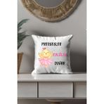 Qoeuyl Boutique Prensesler Ocakta Doğar Baskılı Hediyelik Saten Mini Dekoratif Yastık - 28 x 28 cm - Beyaz - Açık Mavi