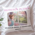 Qoeuyl Boutique Prenseslik Zor Iş Ama Birinin De Yapması Lazım Baskılı Komik Hediyelik Elyaf Saten Dekoratif Yastık - 28 x 28 cm - Çok Renkli