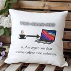 Qoeuyl Boutique Programmer Noun Baskılı Yazılımcı Hediyelik Elyaf Saten Dekoratif Yastık - 28 x 28 cm - Beyaz