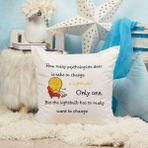 Qoeuyl Boutique Psychologist Lightbulb Baskılı Psikolog Hediyelik Elyaf Saten Dekoratif Yastık - 28 x 28 cm - Beyaz