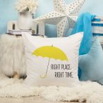 Qoeuyl Boutique Right Place Right Time Baskılı How I Met Your Mother Hediyelik Elyaf Dolgulu Dekoratif Yastık - 39 x 39 cm - Beyaz