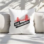 Qoeuyl Boutique San Francisco Baskılı Elyaf Dolgulu Hediyelik Yastık - 39 x 39 cm - Beyaz