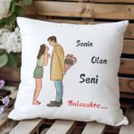 Qoeuyl Boutique Senin Olan Seni Bulacaktır Baskılı Motivasyon Hediyelik Elyaf Saten Dekoratif Yastık - 28 x 28 cm - Beyaz
