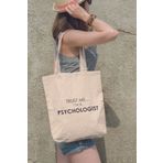 qoeuyl boutique Trust Me I'm a Psychologist Psikolog Hediyelik Baskılı %100 Pamuklu Ham Bez Bej Çanta