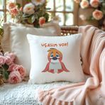 Qoeuyl Boutique Uçasım Yok Baskılı Hediyelik Elyaf Dolgulu Saten Dekoratif Yastık - 39 x 39 cm - Beyaz