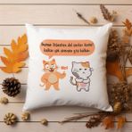 Qoeuyl Boutique Unutma Çok Seversen Baskılı Komik Hediyelik Elyaf Dolgulu Saten Dekoratif Yastık - 28 x 28 cm - Beyaz