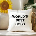 Qoeuyl Boutique World Best Bos Baskılı Elyaf Dolgulu Hediyelik Yastık - 28 x 28 cm - Beyaz